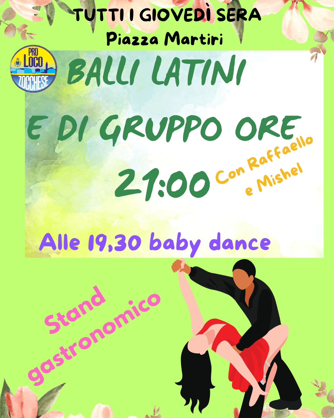 ❗❗Questa sera Balli Latini e Balli di gruppo con Raffaello e Mishel! 💃🕺💃🕺

🔸Dalle 1930 baby dance per i più piccoli 🧑👱
🔹Sempre in funzione lo stand gastronomico con le nostre super Crescentine!! 😋😋😋
👉Vi aspettiamo!!!