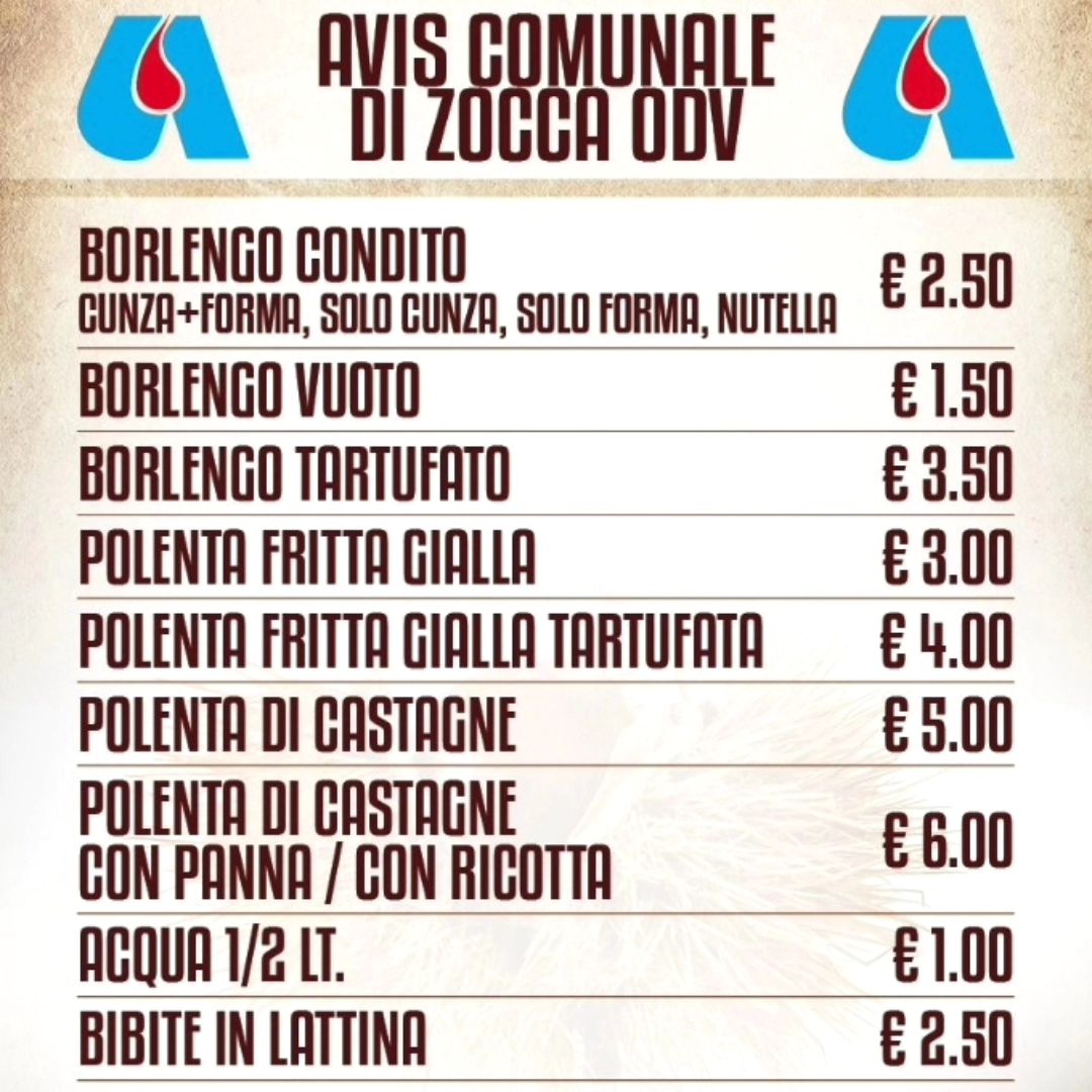 📣🌰 Domani terza domenica di Sagra Ma non lultima!! ‼️
Abbiamo pensato per tutti voi di aggiungere unaltra data Domenica 3 novembre 🔝🔝🔝🔝
Potrete così venire a gustare per un giorno in più tutte le nostre specialità
🔸Crescentine
▪️Borlenghi
🔸Ciacci e castagnacci
▪️Polenta
🔸Tortelloni ravioli e tagliatelle di farina di castagne
▪️Panini con la salsiccia
🔸Fritti

E naturalmente non mancheranno caldarroste e vin brulé!
Vi aspettiamo domani e domenica 3 novembre qui a Zocca!! 😉😋🔝🌰🤎