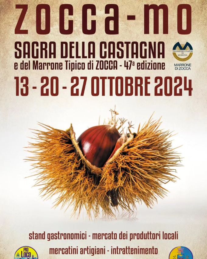 Siamo ufficialmente pronti per la prima domenica della Sagra della Castagna e del Marrone tipico di Zocca🌰🤎
Le associazioni di volontariato del territorio vi aspettano con tante proposte culinarie e ovviamente con tanti prodotti a base di farina di castagne 🌰😍😋🤤
 
📌Pro Loco Zocchese 
📌Gruppo Air
📌Volley Zocca
📌Avis comunale di Zocca
📌Guru Beach
📌FC Zocca
📌Pubblica Assistenza di Zocca

Crescentine Ciacci polenta borlenghi fritti Tortelloni e tagliatelle di farina di castagne frittelle panini con la salsiccia castagnacci e tantissimo altro ancora!

Naturalmente non mancheranno le tanto amate caldarrorroste e il vin brulé! 🌰🍷

Vi aspettiamo a ZOCCA!! 😉