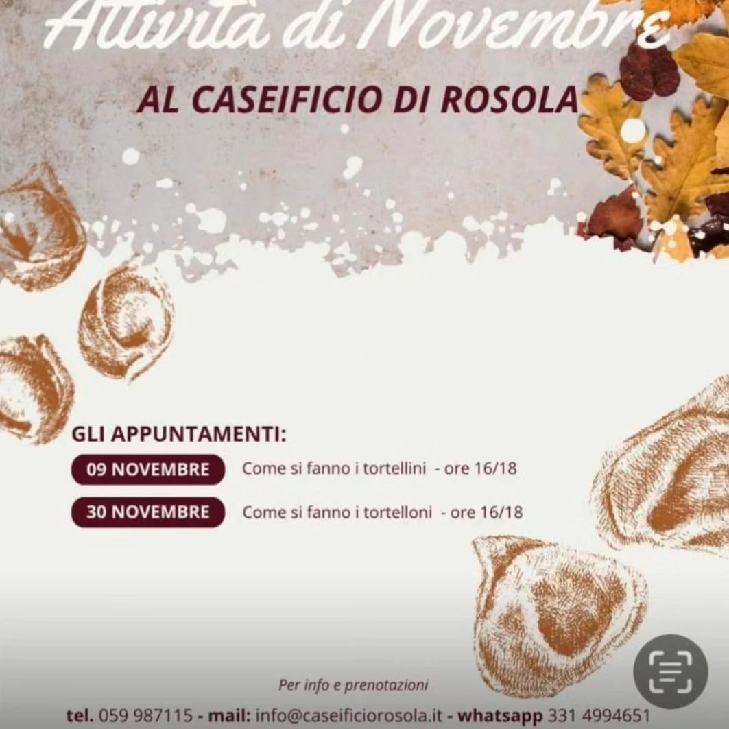 ‼️ Le bellissime attività di novembre e dicembre dei nostri amici di caseificiorosola 🔝🔝🔝🔝🔝
🤩 Prenotatevi al più presto!! 😉😉